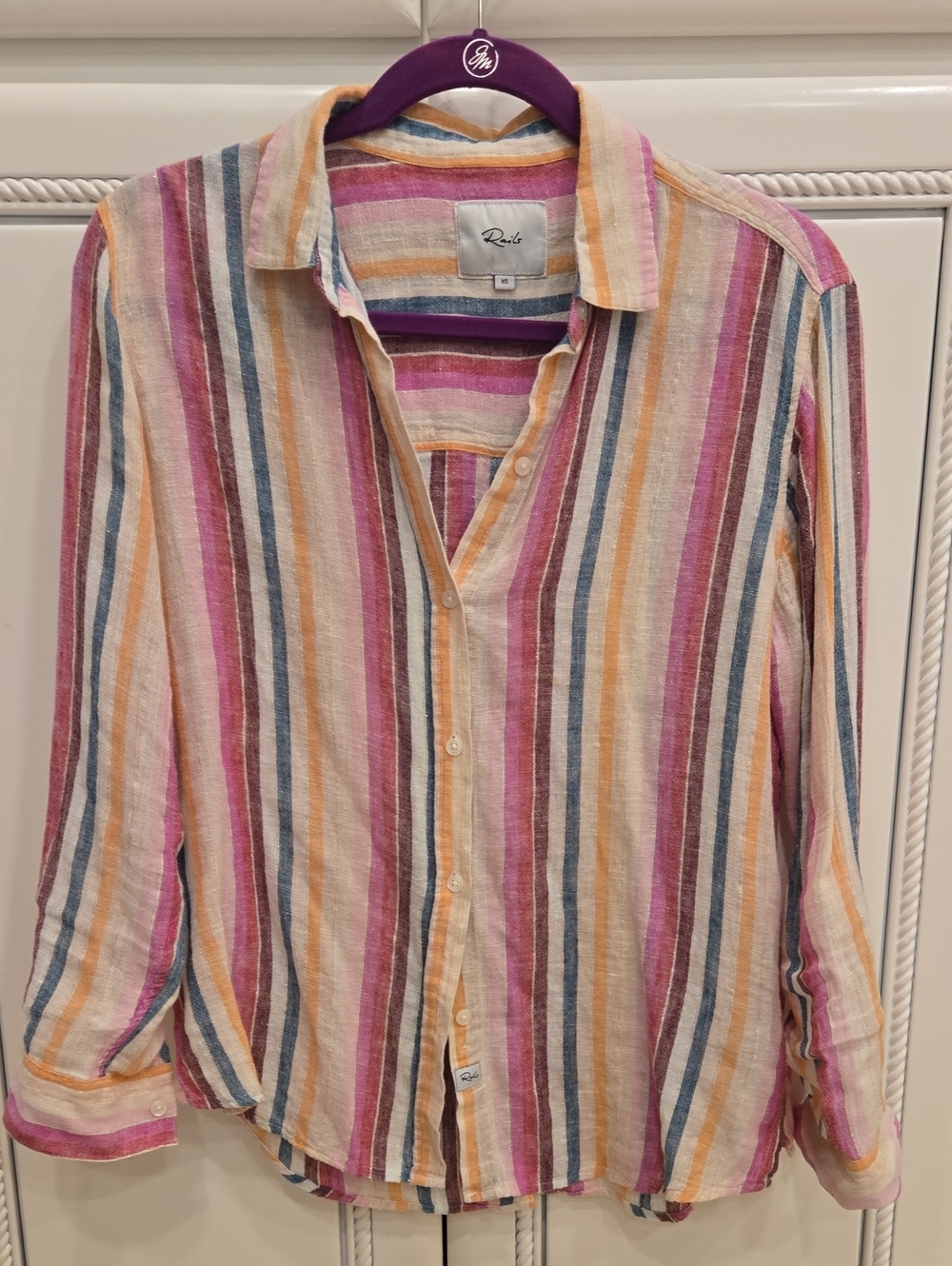 Rails Striped Button-Down Shirt - Pink, Yellow, Blue